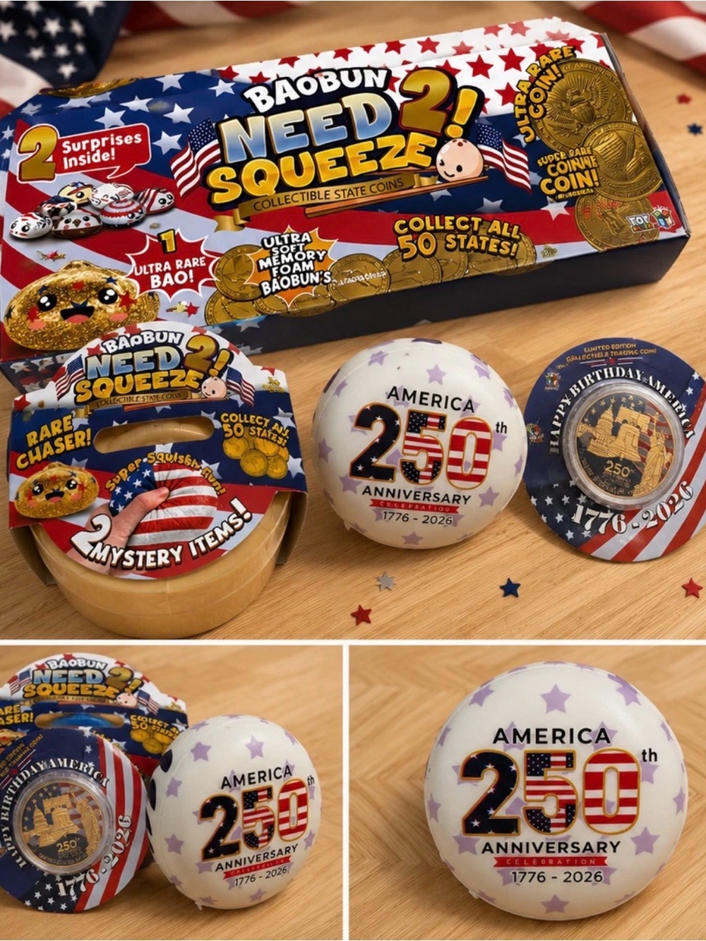 Baobun Need 2 Squeeze Collectible State Coins American 250th Mystery Pack New